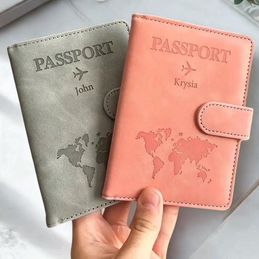 Персонализиран калъф за паспорт – Лазерно гравиран текст - Wishifyy
