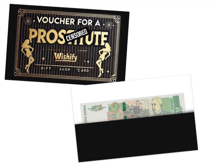Оригинален Ваучер „Платена Любов“ – Забавен Подарък с Джобче за Пари - Wishifyy