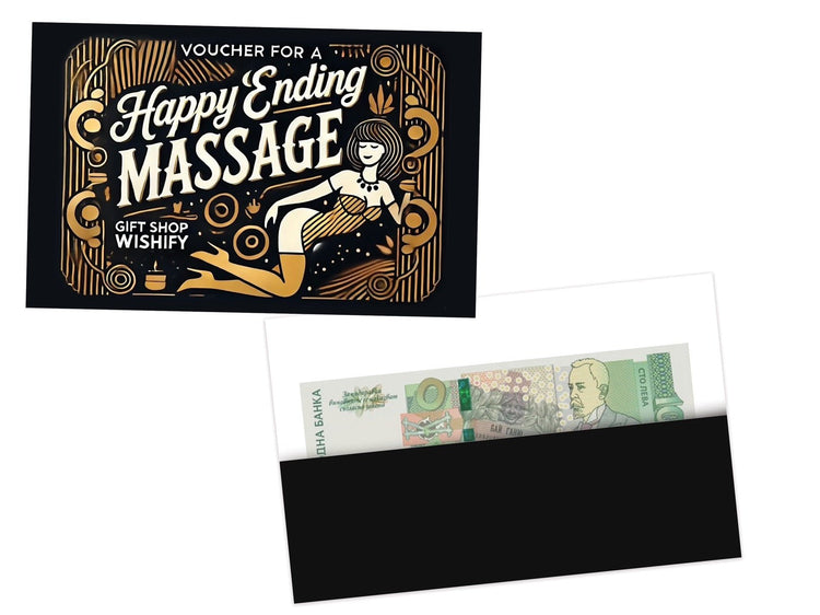Подаръчен Ваучер с Джоб за Пари „Happy End“ – Оригинална Картичка за Всеки Повод - Wishifyy