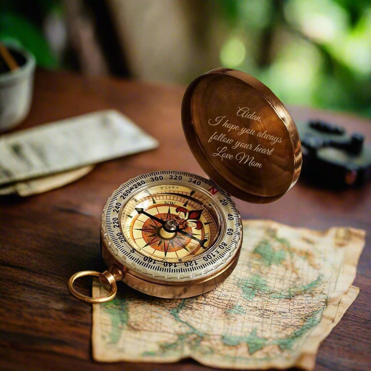 Personalized Brass Compass – Engraved Gift