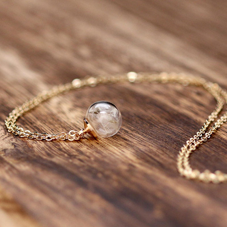 Wishifyy Necklace with Real Dandelions and Personalized Engraving