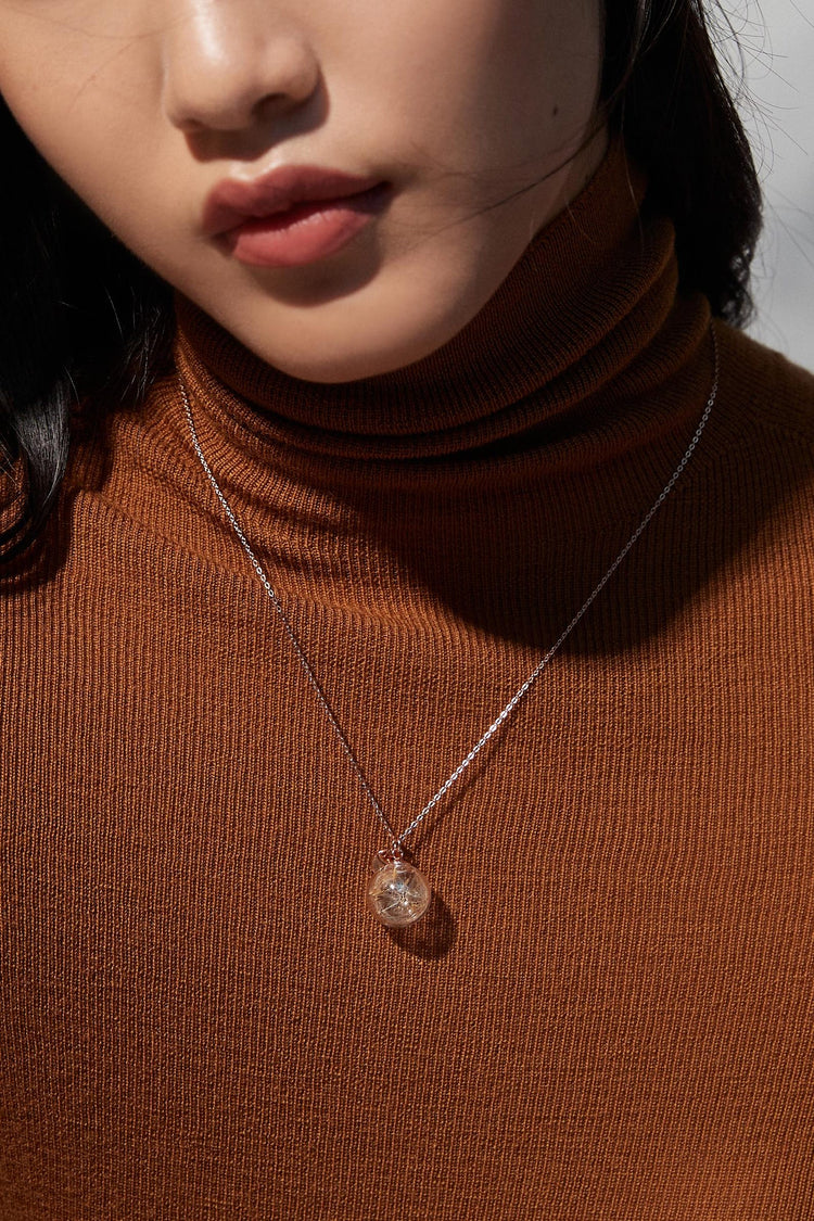 Wishifyy Necklace with Real Dandelions and Personalized Engraving
