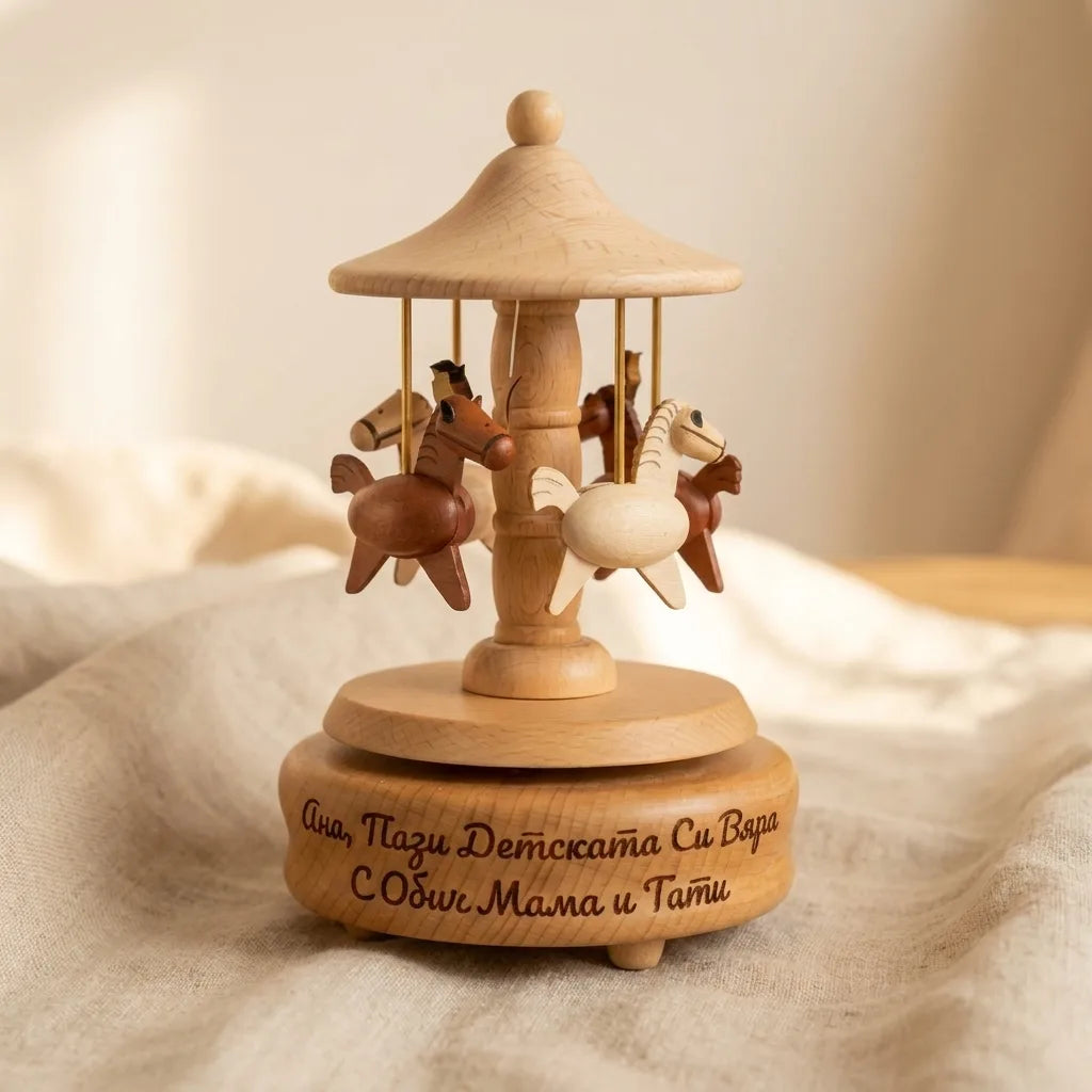 Personalized Wooden Music Box – Name, Melody and Rotating Figures
