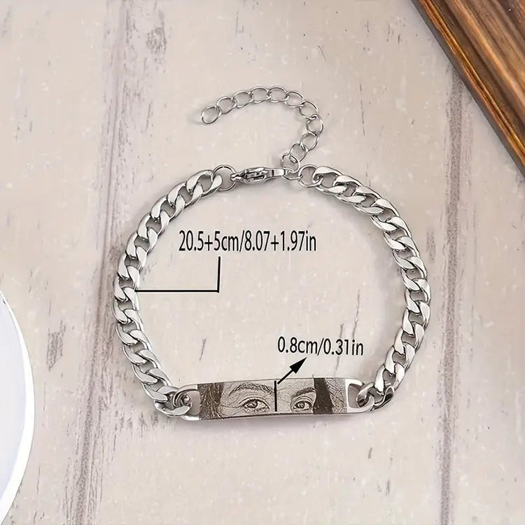 Гривна с гравирани очи по избор – Регулируема, от неръждаема стомана - Wishifyy