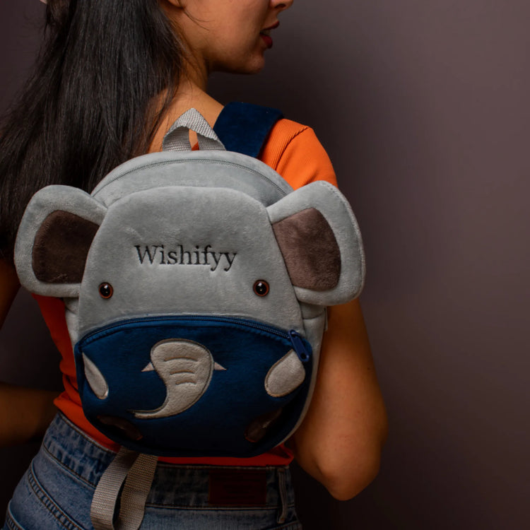 Детска Раница Слонче с Име – Бродирана Персонално, Мека и Удобна - Wishifyy