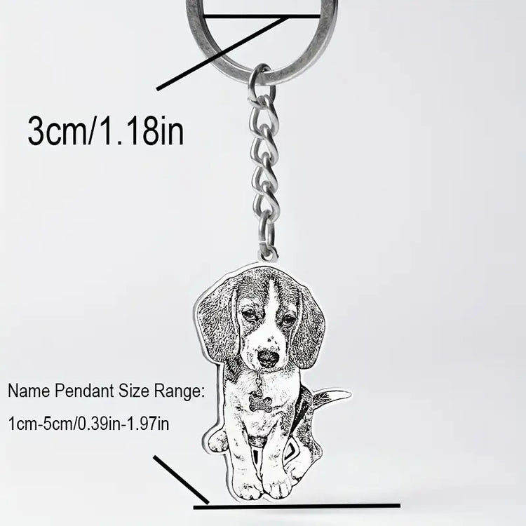 Engraved keychain with a pet portrait