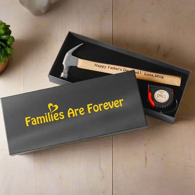 Personalized hammer and tape measure set – "No one can compare to you, Dad!"