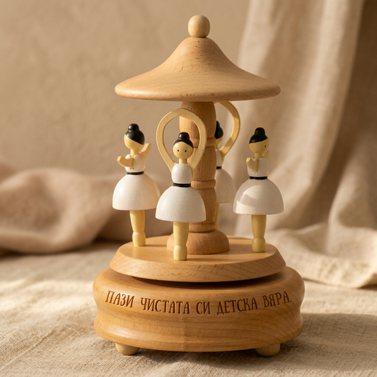 Дървена Музикална Кутия Балерина – Персонализирана