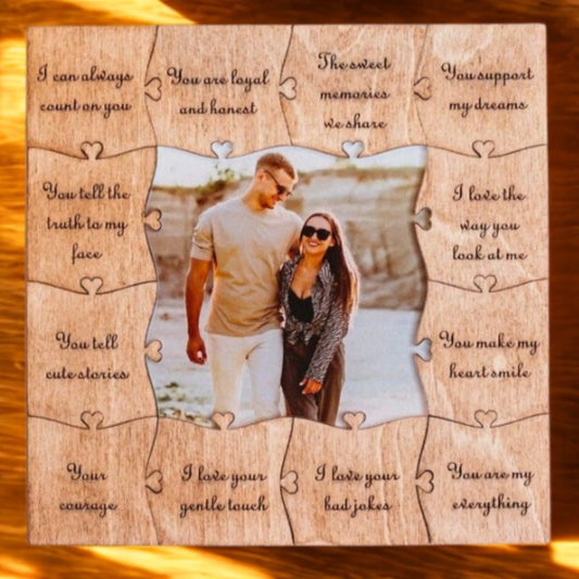 Дървен Пъзел Със Снимка „20 Причини Защо Те Обичам“