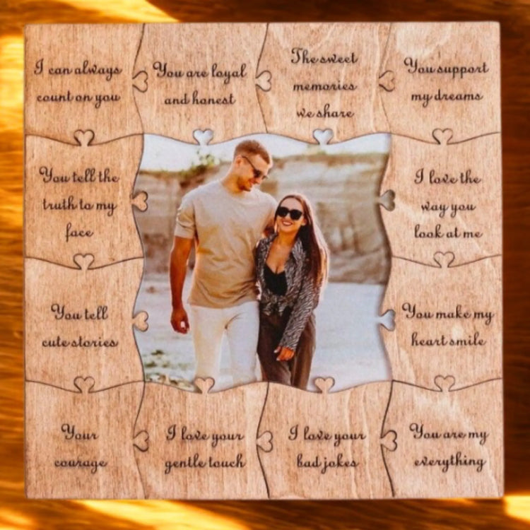 Дървен Пъзел Със Снимка „20 Причини Защо Те Обичам“