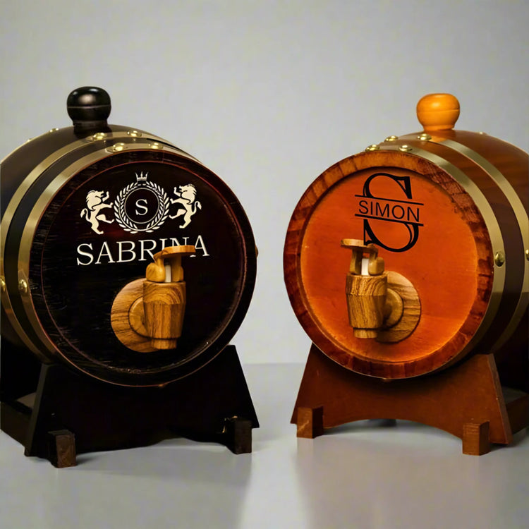 Персонализирана Мини Бъчва от Бял Дъб – 1.5L | Гравиране по Избор - Wishifyy