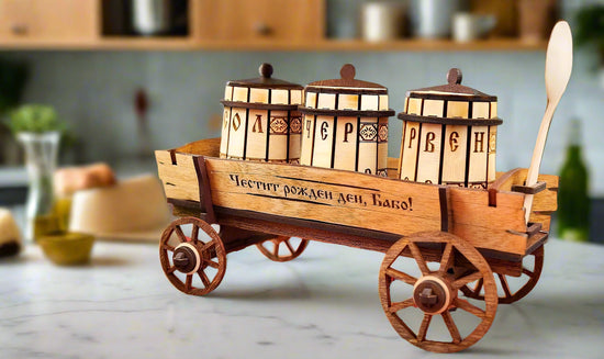 Комплект Солници „Каручка с Бурета“ – Ръчна Изработка, Традиционен Дизайн + Персонализация - Wishifyy