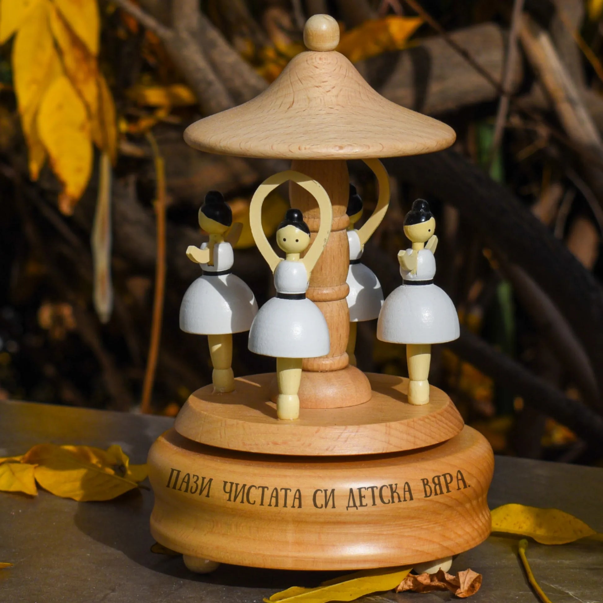 Дървена Музикална Кутия Балерина – Букова, Ръчна Изработка, Персонализирана - Wishifyy