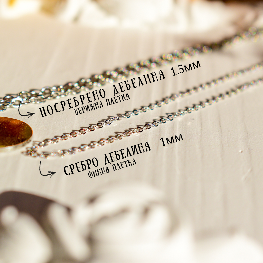 Сребърно Колие „Направи Желание“ – Истински Глухарчета + Гравирана Плочка | Wishifyy - Wishifyy